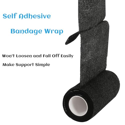 6 Rolls Elastic Self Adhesive Bandage Wrap 4 Inch (4 Inch-6 Count Black)