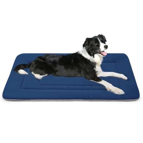 Dog Beds Soft Dog Crate Bed Pad Mat (36.0"L x 23.0"W x 1.2"Th / Dark Blue)