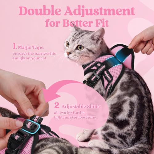 Cat Harness and Leash Set (M / Pink)