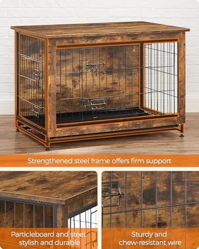 32.5" Dog Crate Furniture (Rustic Brown / 32.5"L x 21.9"W x 25.2"H)