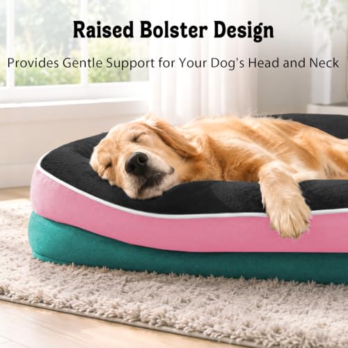 Waterproof Orthopedic XL Dog Bed for Large and Extra Large Dogs (Navy Blush / 42"L x 30"W x 7.5"Th)