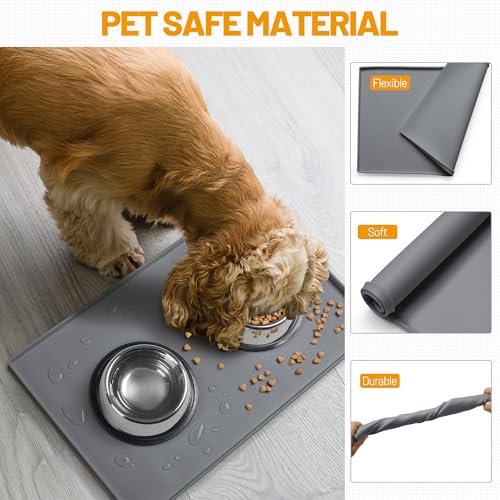 Dog Feeding Mat (Grey / 19"l X 12"w)