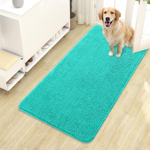 Dog Door Mat for Muddy Paws 44x24 (Teal / 44" X 24")