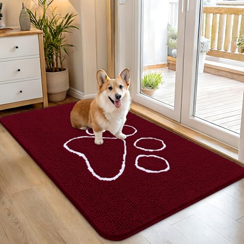 Dog Door Mat for Muddy Paws 45x27 (Burgundy / 45" X 27")