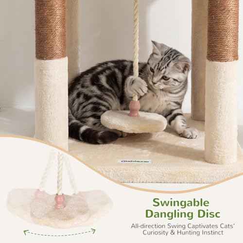 75in Tall Cat Tree Tower for Indoor Cats (Beige / 75 inch)