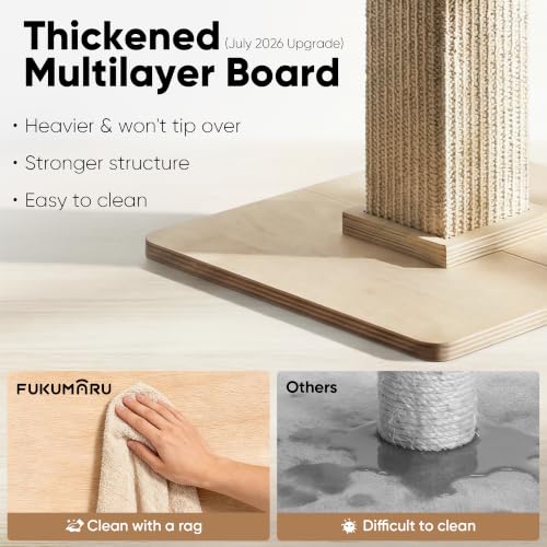 Retro Style Cat Scratching Post with Perch for Indoor Adult Cats (Beige)