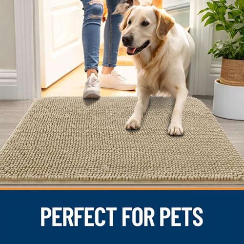 Dog Door Mat for Muddy Paws 40x32 (Beige / 40" X 32")