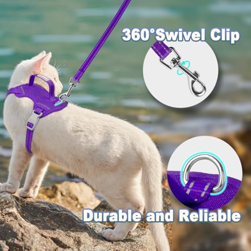 Cat Harness and Leash Set Escape Proof for Kitten Walking (X-Small / Purple)