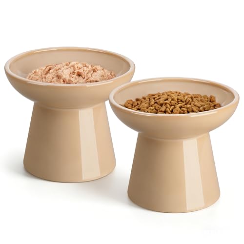 2 Pack Elevated Cat Food Bowls (Brown)