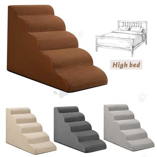 Dog Stairs for High Bed (Brown / Standard 5-Step 22.2"H)