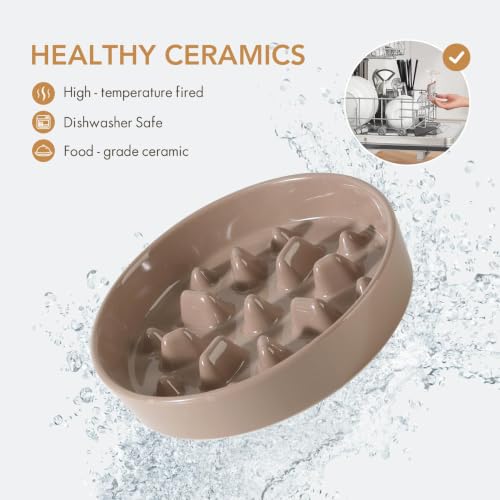 Ceramic Slow Feeder Dog Bowls (Brown Coffee)