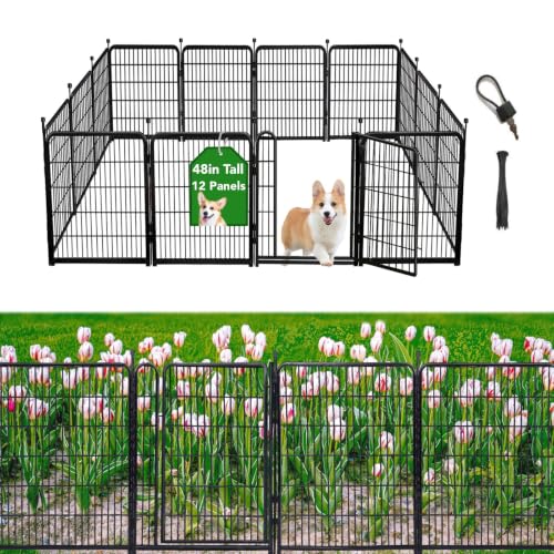 Garden Fencing 48in High (48''(H)-12panels-26.6ft(L) with gate)