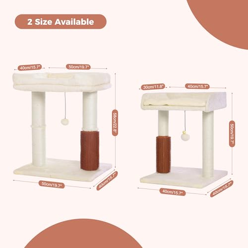 Cat Tree Tower for Large Cats Cat Scratching Post with Bed 20x16“ (Large / Beige)