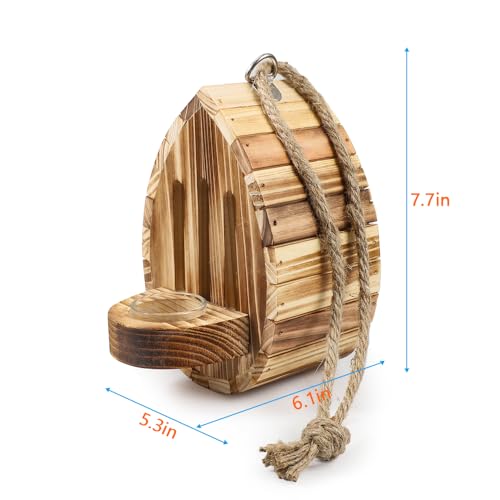 Butterfly House Wooden Habitat Natural Nesting Box Garden House with Feeder Hanging for Bee Butterfly Ladybirds for Garden Outside (Type A)