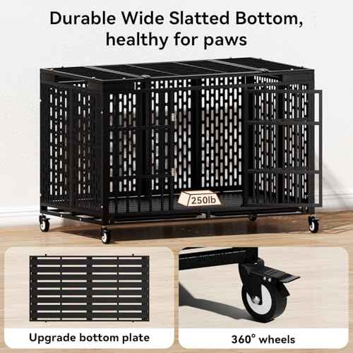 54 Inch Heavy Duty Dog Crate with Wheels (53.0"L x 30.0"W x 32.3"H)