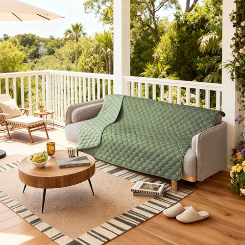 Waterproof Pet Blanket for Bed (52x82 Inch (Pack of 1) / Dark Green/Light Green)