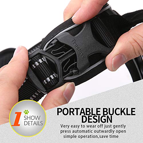 Truelove No Pull Dog Harness with Easy Control Handle and 2 Leash Attachments (Small / Black)