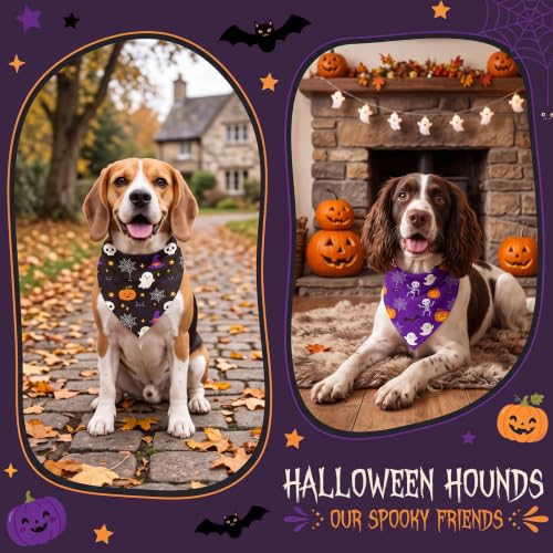 100 Pcs Halloween Dog Bandanas Bulk for Pets Lover Gifts (Halloween Classic / 25.6 x 17.7 x 17.7 Inch)