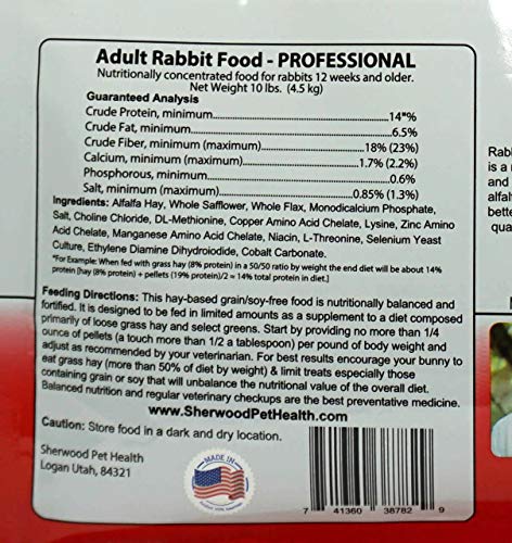Adult Rabbit Food Professional 10 lbs (10 Pound (Pack of 1))