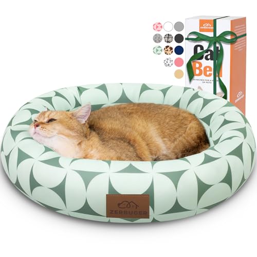 20in Green Pattern Round Dog Bed Sofa for Dogs Cats (Green Pattern / Small)