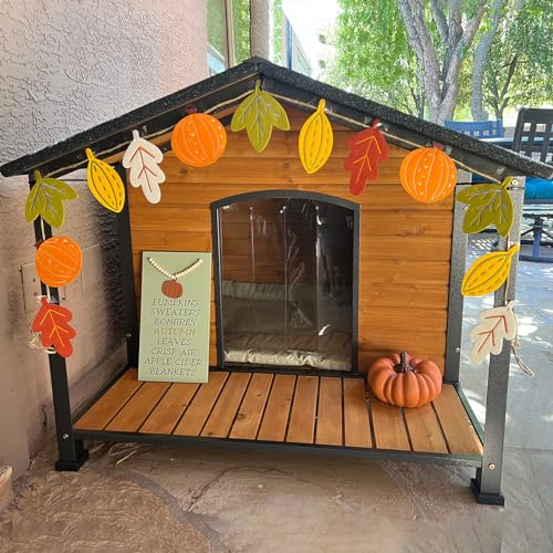 Outdoor Dog House with Chewproof Strong Metal Frame Outside Dog Kennel Weatherproof for Medium to Large Dogs