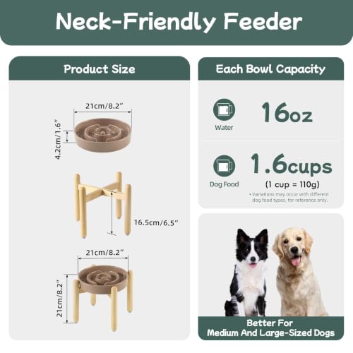 Elevated Slow Feeder Dog Bowls (Brown Coffee)