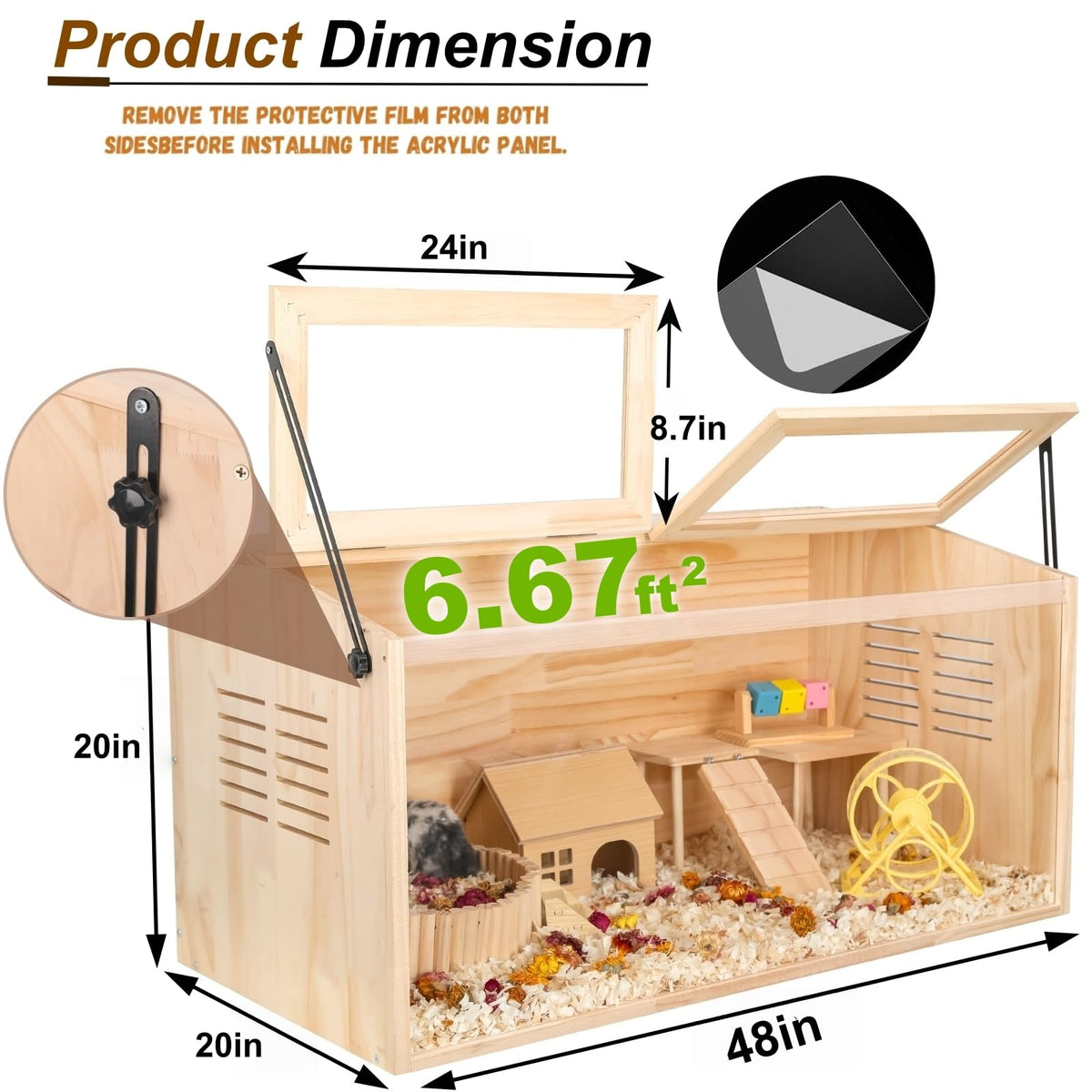 Wooden Hamster Cage (48.0"L x 20.0"W x 20.0"H)