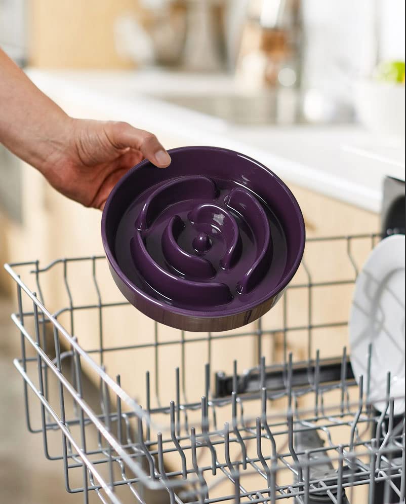Dog Bowls Slow Feeder Ceramic (Maze Purple / M-1.5 Cups)