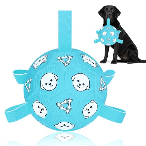 8 Inch Dog Soccer Ball with Straps (Pale Blue / Large-8 Inch)