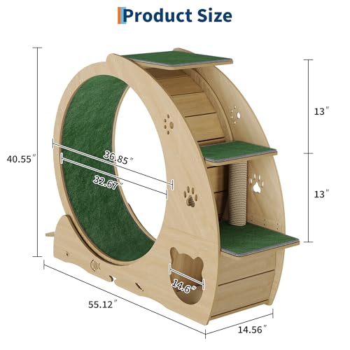 55" Multi Cat Exercise Wheel with 3