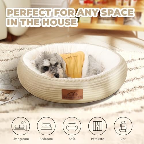 23in Camel Round Dog Bed Sofa for Dogs Cats (Camel / Medium)