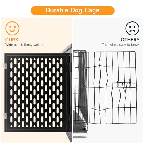43.7" Heavy Duty Dog Crate Furniture for Large Dogs with Flip Top (Rustic Brown / 43.7"L x 29.9"W x 31.7"H)