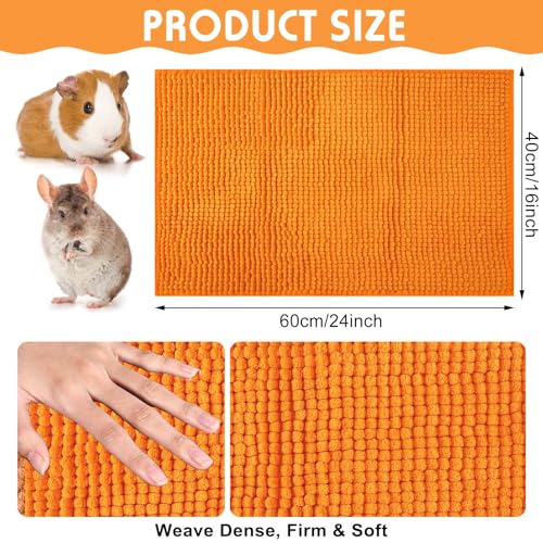 4 Pcs Guinea Pig Cage Liner (Orange / 16 x 24 Inch / Low Pile Chenille)
