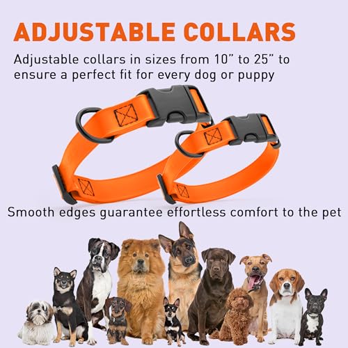 Biothane Waterproof Dog Collar with Quick Release Buckle Strong Coated Nylon Webbing with Odor (1"W by 15-25"L / Hunter Orange)