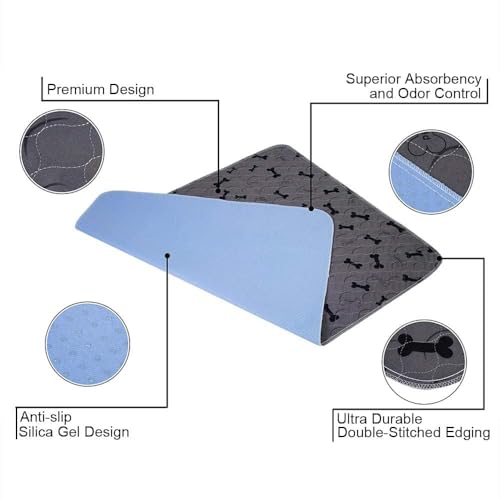 Washable Dog Pee Pads with Free Grooming Gloves (24x24 Inch (Pack of 2))