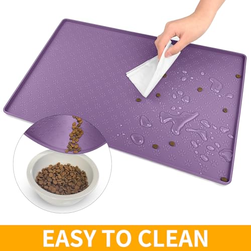 Dog Food Mat Anti (24.5"L x 16.5"W / Purple)