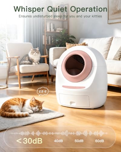 Casa Leo Automatic Self Cleaning Cat Litter Box Bundle with App Control (Pretty Pink)