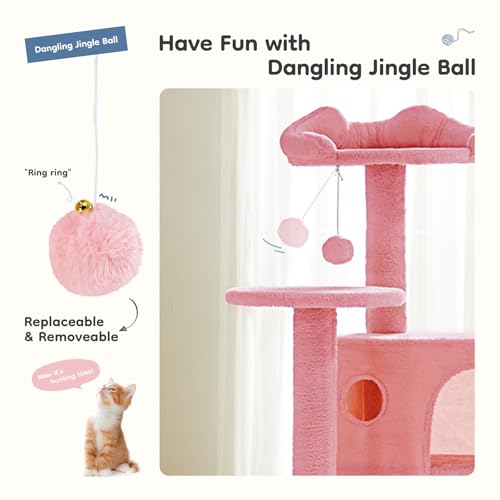 54 inch Cat Tree Tower with Scratching Posts (Pink / 54 Inch)