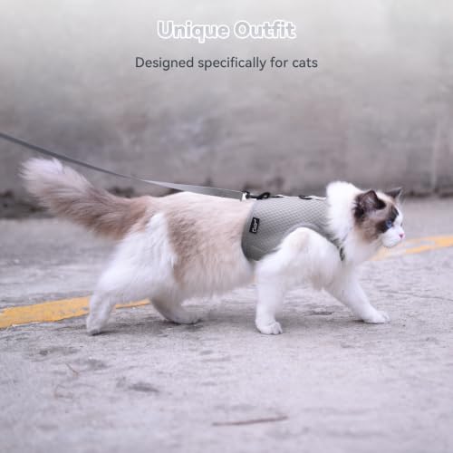 Cat Harness and Leash Set for Walking Escape Proof (Grey / Xs 2-4 lbs)