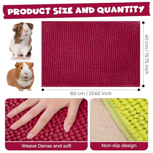 8 Pcs 24x16'' Guinea Pig Cage Liner Washable Rabbit Fleece Mat (Champagne, Lake Blue, Dark Purple, Grass Green / 24x16'')