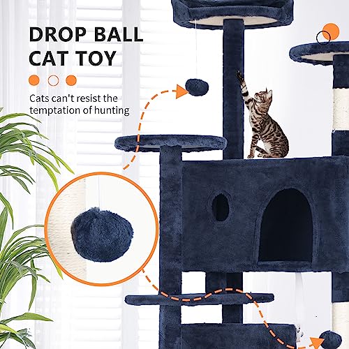 70" Cat Tree Tower (70in / Navy Blue)