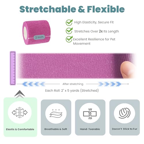 Pet Bandage 6 Rolls (Solid Colors)