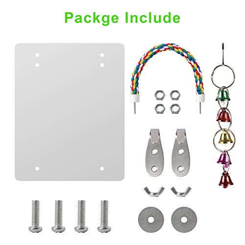 10.6" Bird Mirror with Rope Perch Bird Toys Swing (10.6 inch)