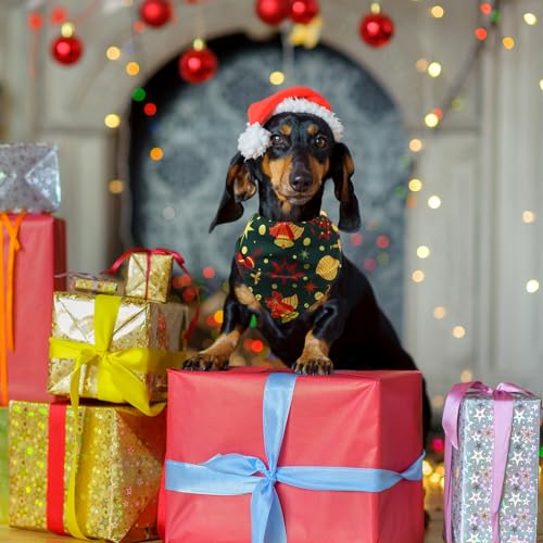 50 Pcs Christmas Dog Bandanas Bulk Pet Scarfs Triangle Bibs Adjustable Washable Puppy Kerchief Seasonal Pet Costume Accessories Grooming Supplies for Small Medium Large Dogs Cats (Christmas)