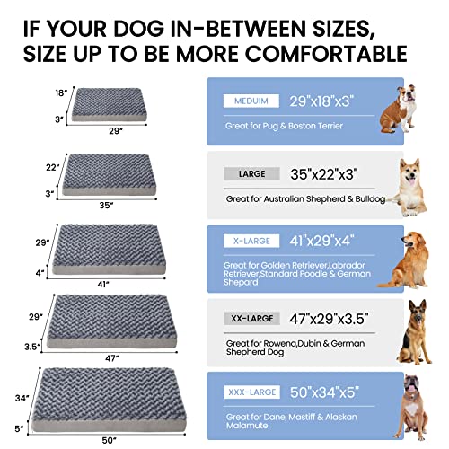 Orthopedic Memory Foam Bed for Large Dogs (Rose Plush / Large-35"x 22" x 3")