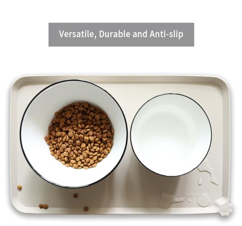 Silicone Pet Food Tray (19"L x 12"W / Cream Brown)