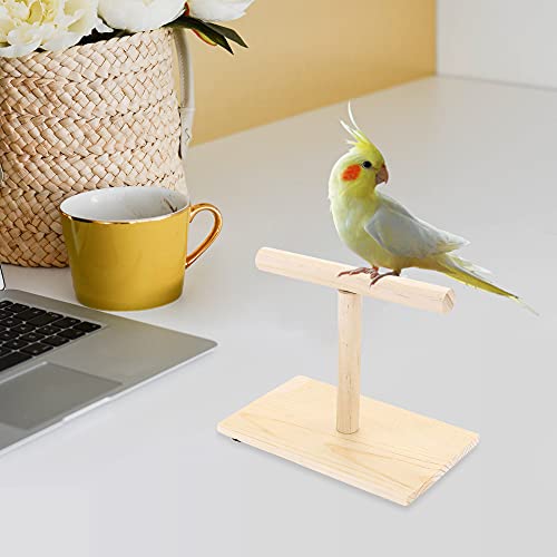 Wooden Bird Training Stand Portable Tabletop Bird Perch T
