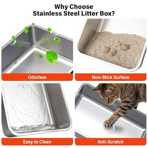 Stainless Steel Cat Litter Box Enclosed (XL-lid-15.7"H)