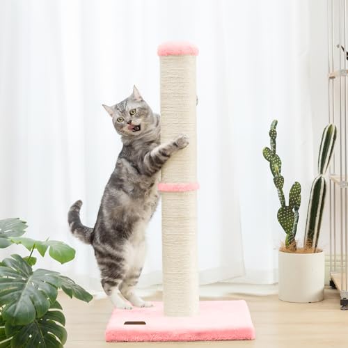 34" Tall Cat Scratching Post with Sisal Rope for Indoor Cats Pink (Pink)