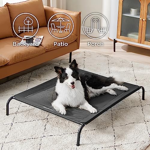 Outdoor Elevated Cooling Dog Bed Large Sized Dog (Black / 49"L x 31.5"W x 8"Th)